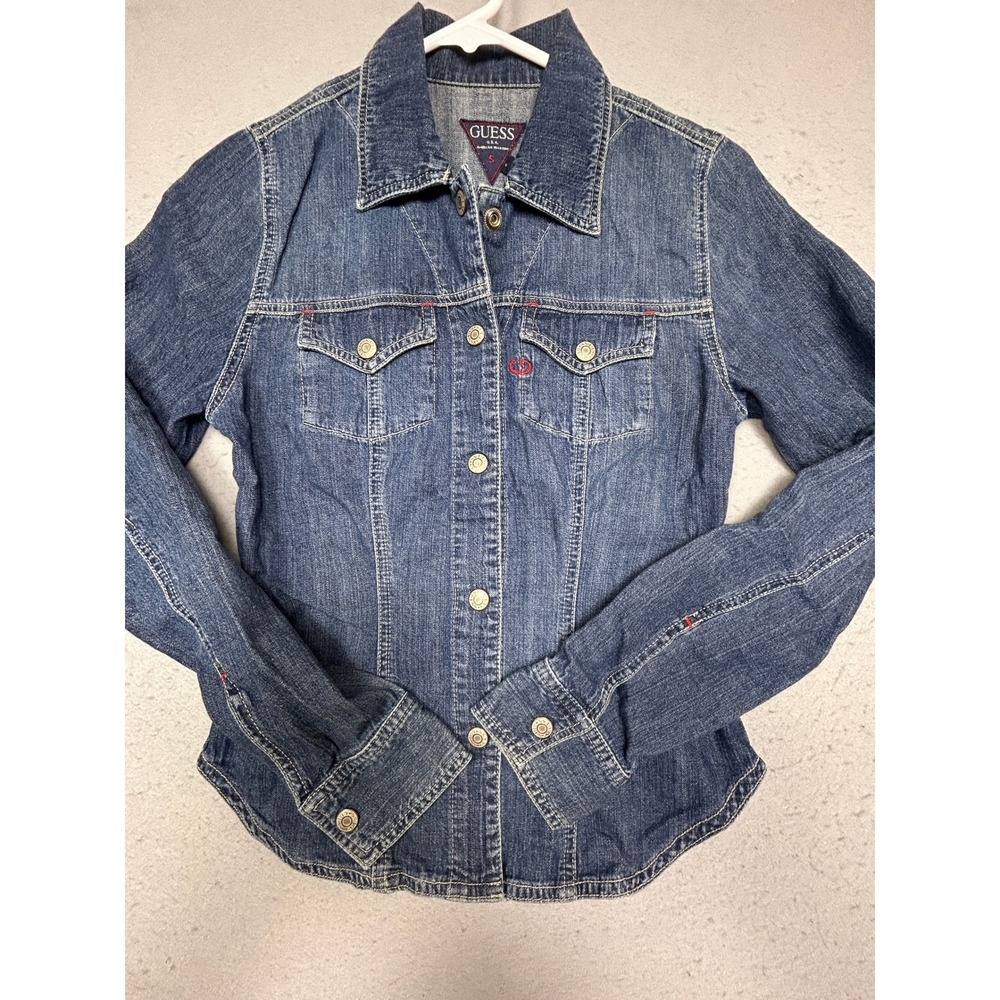 GUESS Denim Jacket Cotton Blue Small Womens
